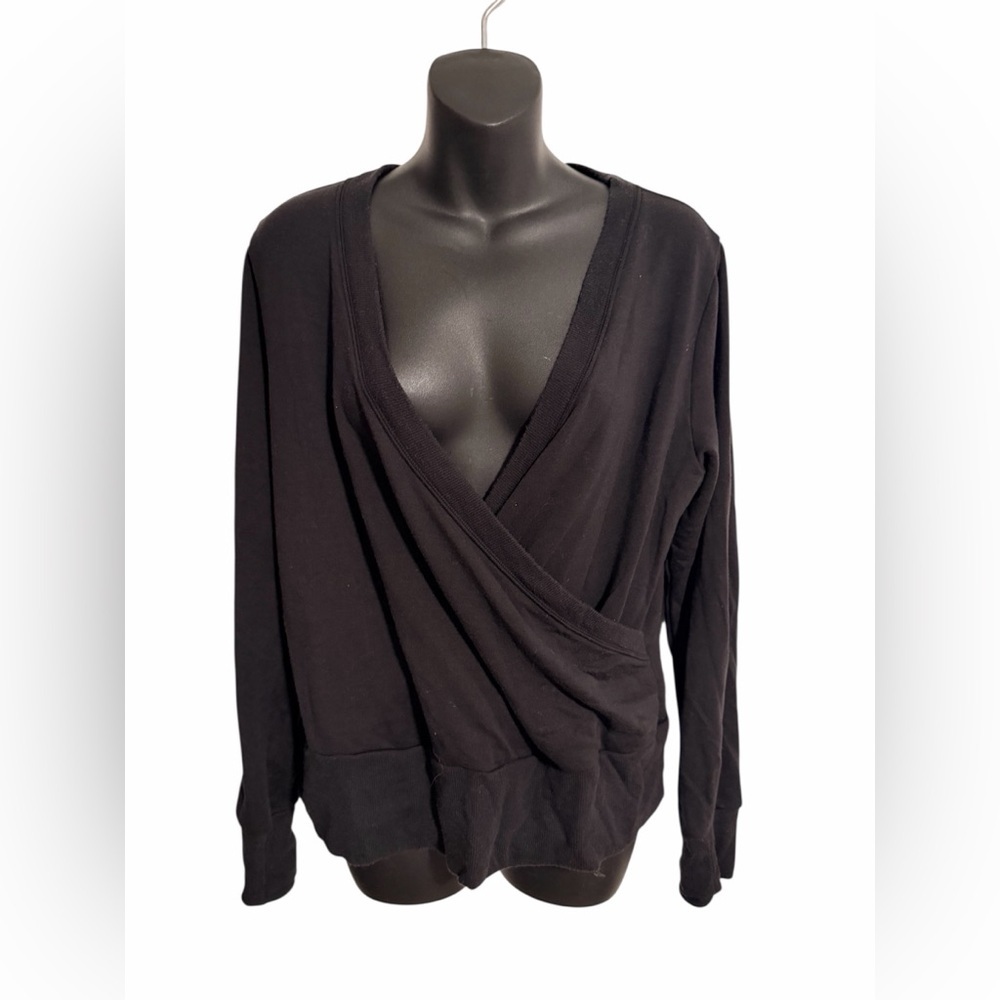 Athleta Black Women's V-Neck Wrap Blouse - Picture 2 of 7